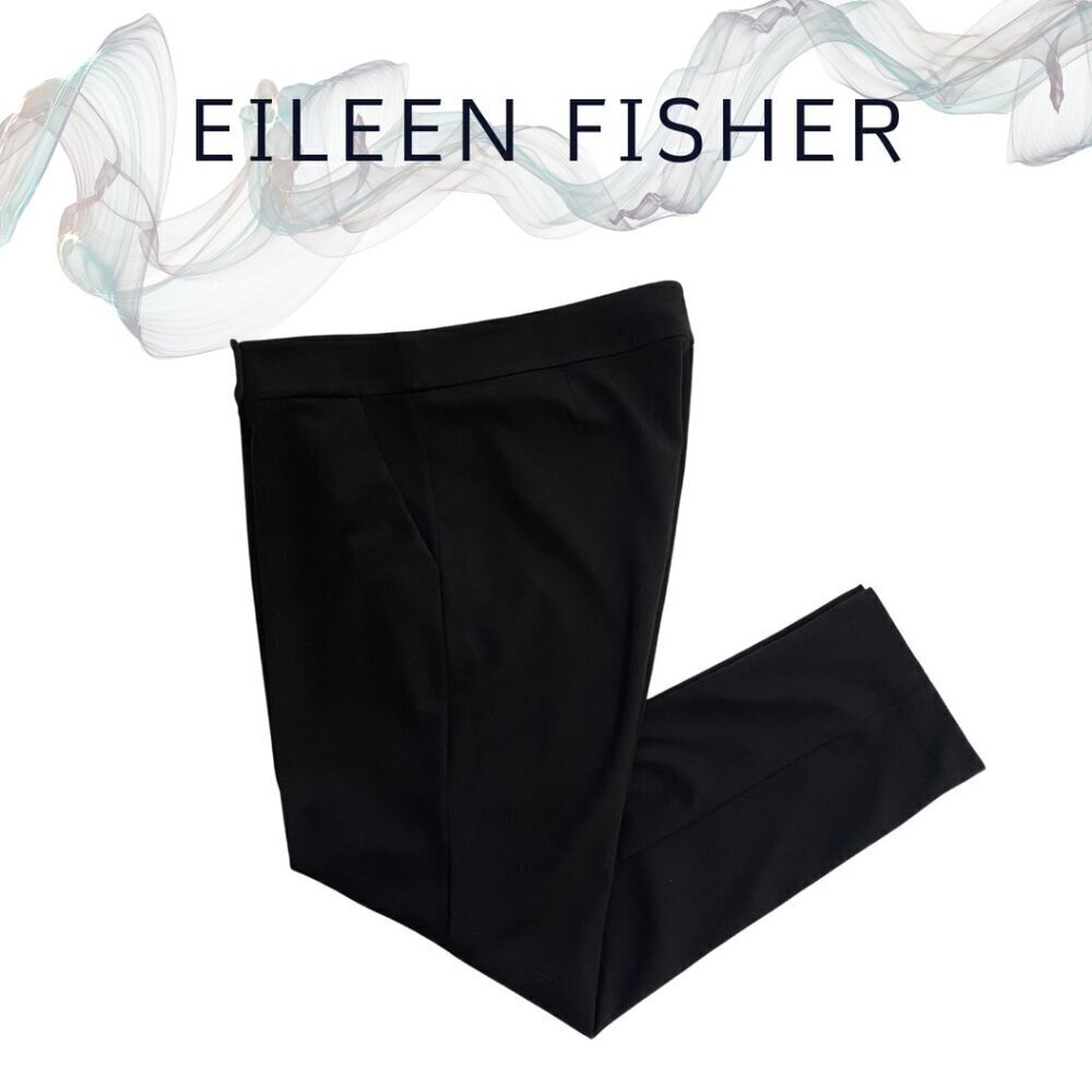 Eileen Fisher Women's Black Stretch Tapered Leg Dress Pants, Size 12 #212